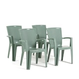 thumbnail of Set de 4 chaises monobloc en polypropylène avec fibre de verre, effet rotin, empilables pour extérieur et jardin, bar et restaurant - Diana - Sauge