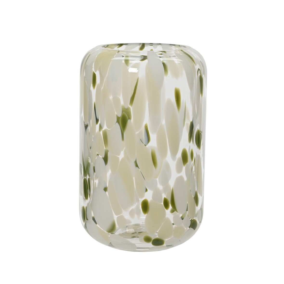 Glasvase 20,5x13cm gemustert - Transparente Blumenvase mit organischem Muster Tischvase Glas Moderne Vase Tischdeko Geschenk Dekovase Creme Grün