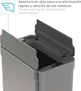 thumbnail of WellHome - Abfalleimer aus Edelstahl mit automatischem Sensor und Flügeldeckel, Metallicfarbe, 50 l – 41 x 26,5 x 53 cm