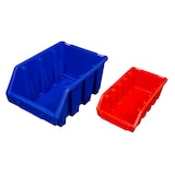 thumbnail of PROREGAL Flügeltürenschrank Owl mit 12 Fachböden + 58 Sichtlagerkästen | HxBxT 195x71x30cm | Lichtgrau/Lichtblau | Spind, Kleinteillager