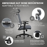 thumbnail of ML-Design Bürostuhl Ergonomisch Grau Mesh Drehstuhl Lendenstütze Kopfstütze Armlehnen Wippfunktion Rollen Chefsessel