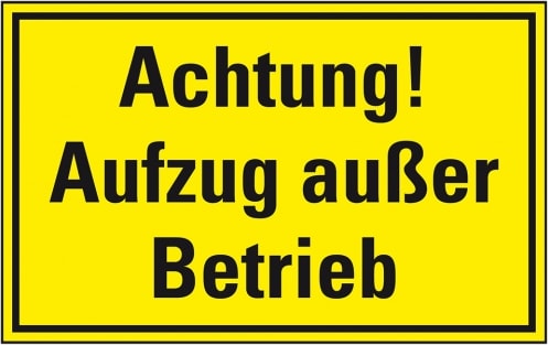 Schild I Hinweisschild Achtung! Aufzug außer Betrieb, Magnetfolie, 300x200mm