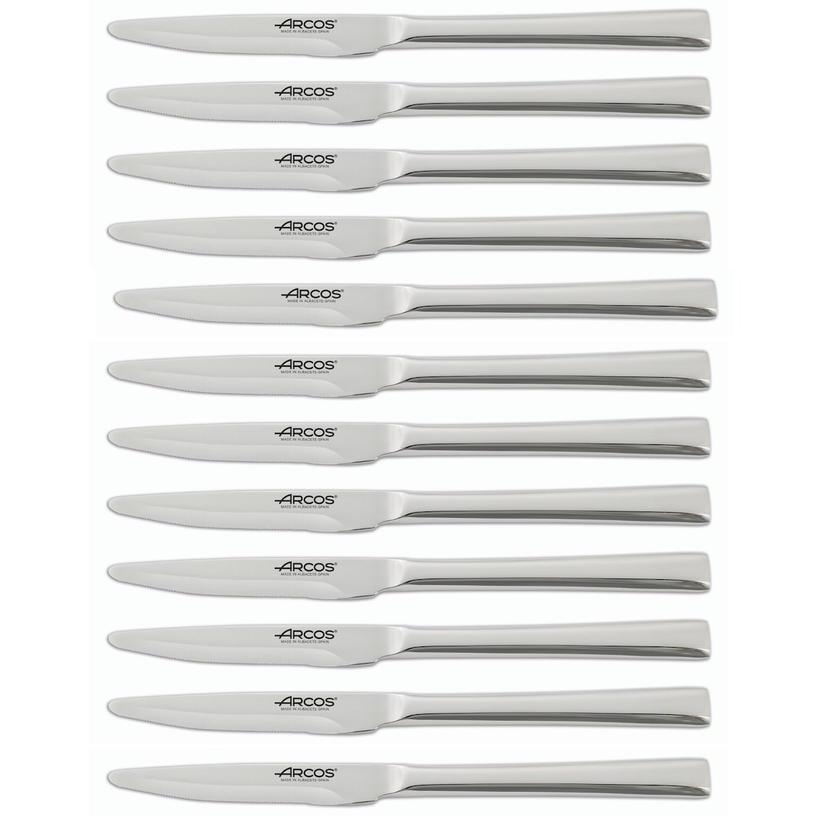 Arcos Serie Capri - Box 12 Stück Dessertmesser Tafelmesser - Monoblock aus einem Stück Edelstahl 80 mm Farbe Silber (12 pcs)
