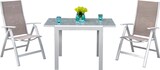 thumbnail of Merxx Carrara Set 3tlg., 2 Klappsessel, 1 Ausziehtisch 80 (120) x 90 cm, Aluminium/Textilbespannung, silber/taupe