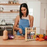 thumbnail of Relaxdays Gewürzregal, Bambus, HxBxT: 30,5 x 25,5 x 6,5 cm, 2 Etagen, Gewürzaufbewahrung stehend, Gewürzständer, natur