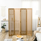 thumbnail of HOMCOM Biombo de 4 Painéis Dobrável 160x1,7x170 cm Separador de Ambientes de Madeira com Padrões Geométricos Madeira