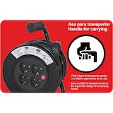 thumbnail of Enrollacables de 25 metros con 4 tomas. Potencia Máxima 3000W, 16A, 250V, Protección Sobrecalentamiento, Protección Infantil