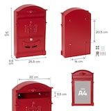 thumbnail of ARREGUI Residencia D-2151/R Buzón Exterior Vintage de Aluminio Tamaño M (Correo DIN A4 y Revistas), Buzón de Correo Mediano, Estilo Clásico, Rojo