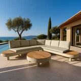 thumbnail of Now's Home - Salon de jardin d'angle aluminium  sable coussin en oléfine  panama