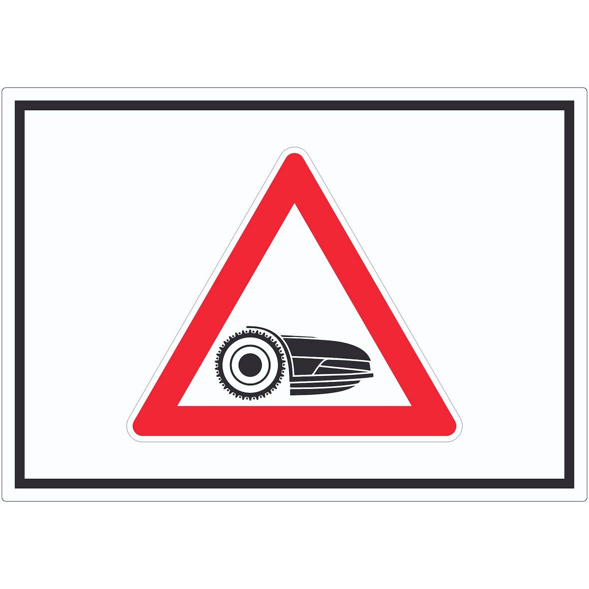 Achtung Mähroboter mit Symbol Aufkleber A9 (37x52mm)