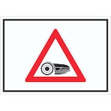 thumbnail of Achtung Mähroboter mit Symbol Aufkleber A9 (37x52mm)