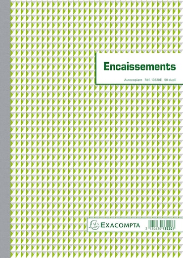 Exacompta - Réf. 13520E - Paquet de 5 Manifolds Encaissements 29,7x21cm 50 feuillets dupli autocopiants