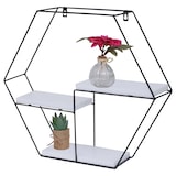 thumbnail of Wandplank HWC-K76, Hangende plank Zwevende plank, 3 planken Metalen massief hout Industrieel 43x49x11cm ~ wit