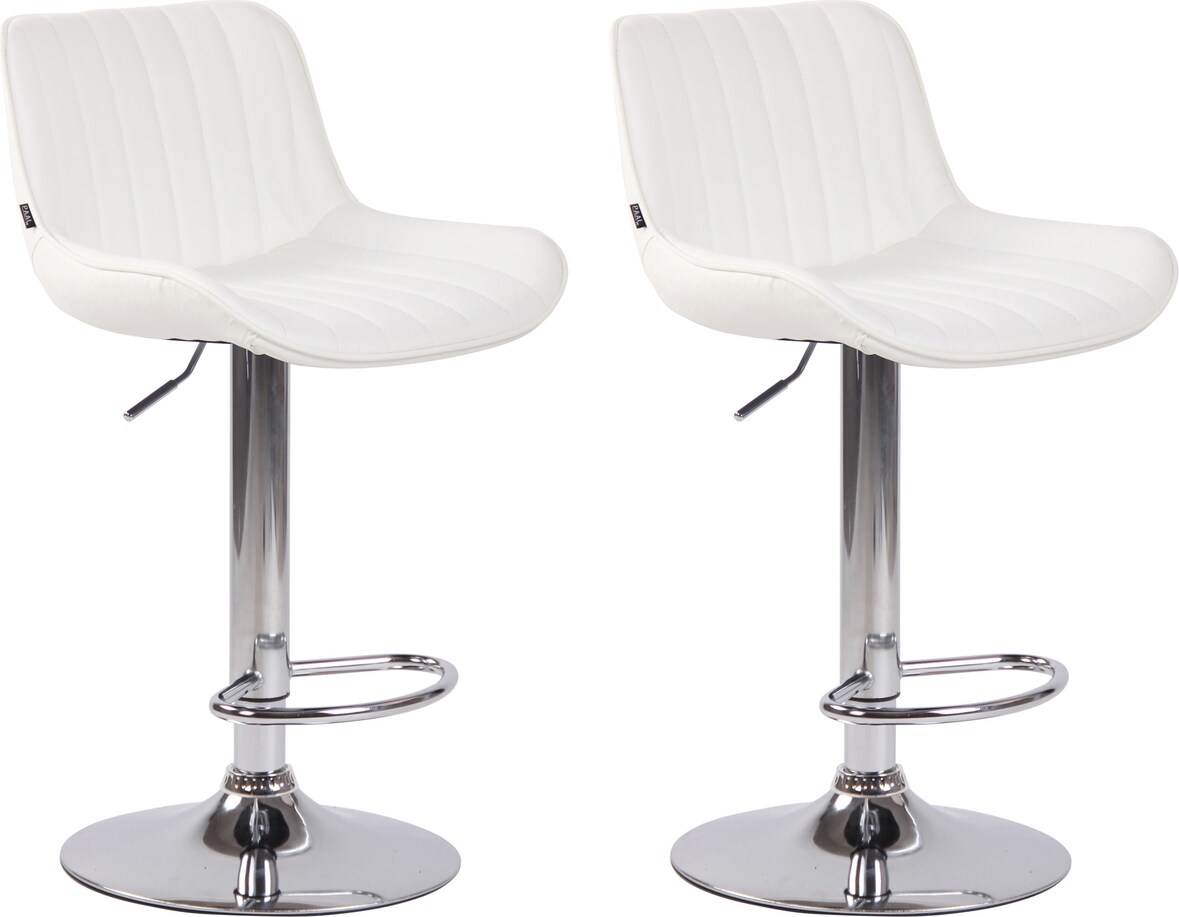 CHEFGASTRO 2er Set Barhocker SAHARA Kunstleder Chrom HxBxT 86x50x50cm Kunstleder Weiß Barstuhl