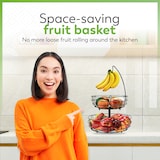 thumbnail of Dayshake Fruttiera con gancio per banana - Cesto rotondo per frutta nero - Etagère a 2 ripiani