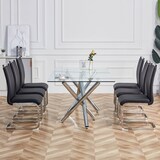 thumbnail of Freischwinger Stuhl Set 4 Schwarz 100x54x42 cm mit Kunstleder Bezug verchromtem Metallgestell Griffloch hoher Lehne und 120 kg Belastbarkeit