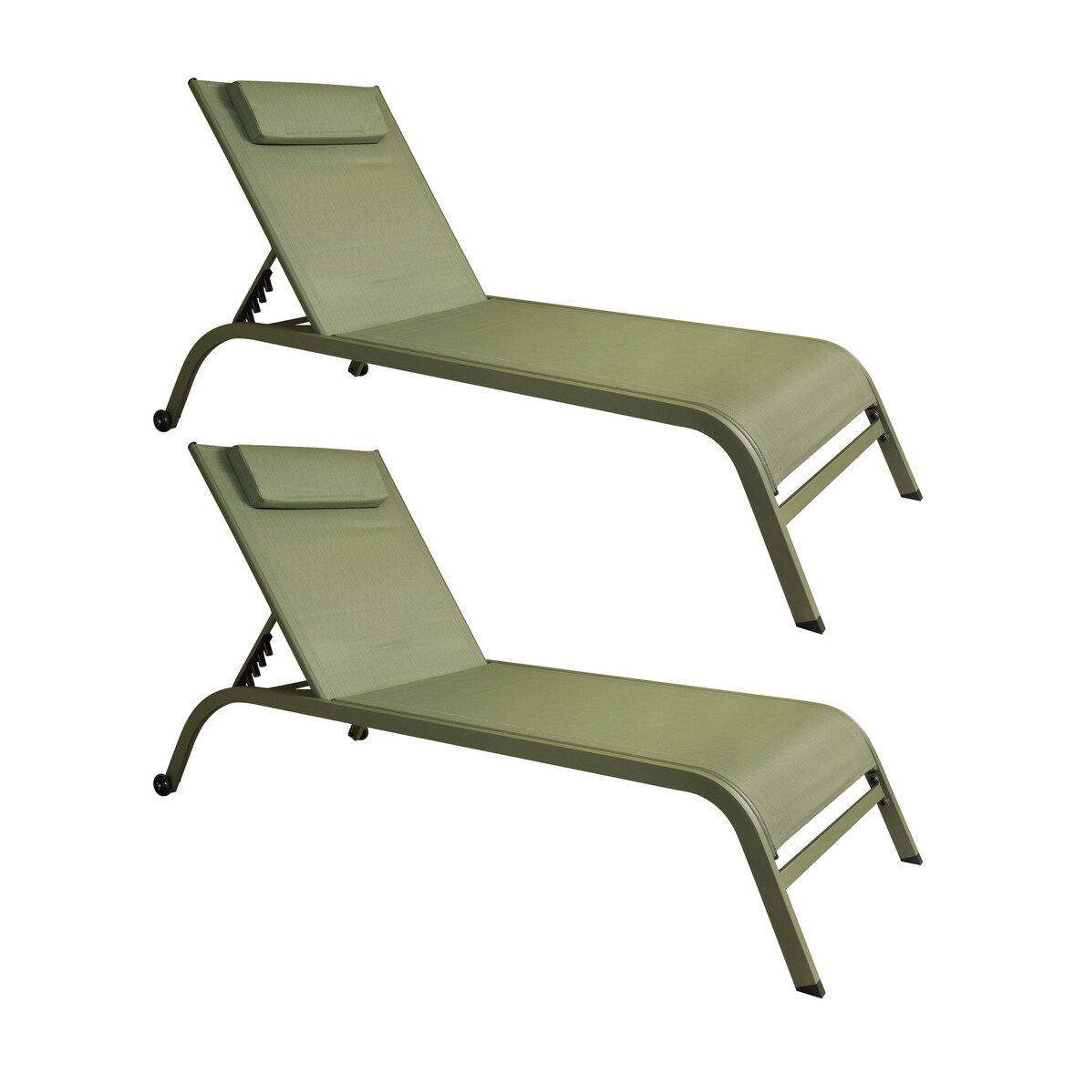 Now's Home - Lot De 2 Chaises Longues En Acier Inoxydable Vert