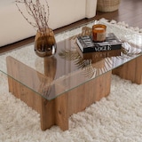 thumbnail of Table basse en verre et aggloméré Flavio pin Hanah Home