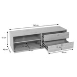 thumbnail of TV-Rack HWC-J78, Fernsehtisch Lowboard Kommode, Schublade, MDF 42x140x40cm ~ Walnuss-Optik