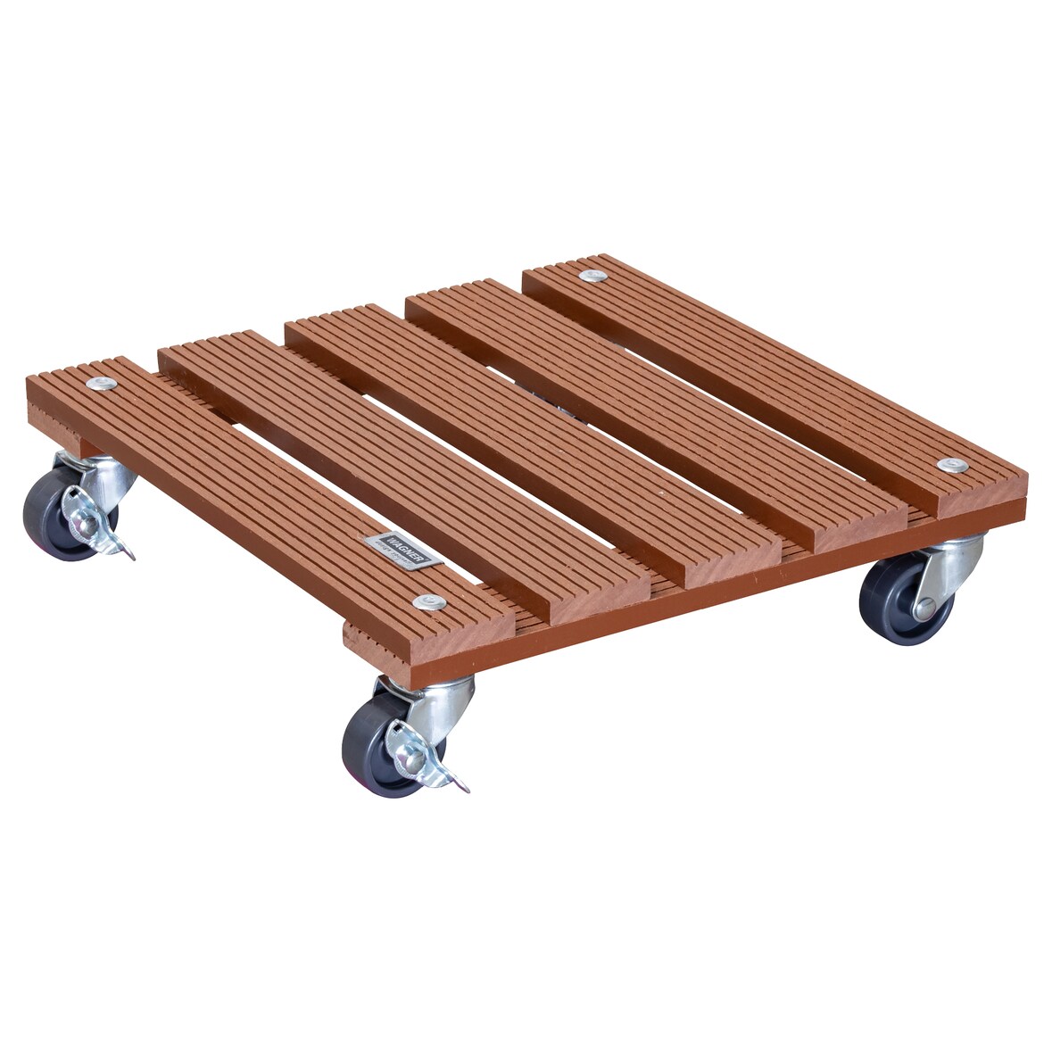 WAGNER Pflanzenroller WPC 29 x 29 x 7,5 cm, für außen & innen, terracotta, wetterfest, 2 Feststeller, Tragkraft 80 kg - 20053001