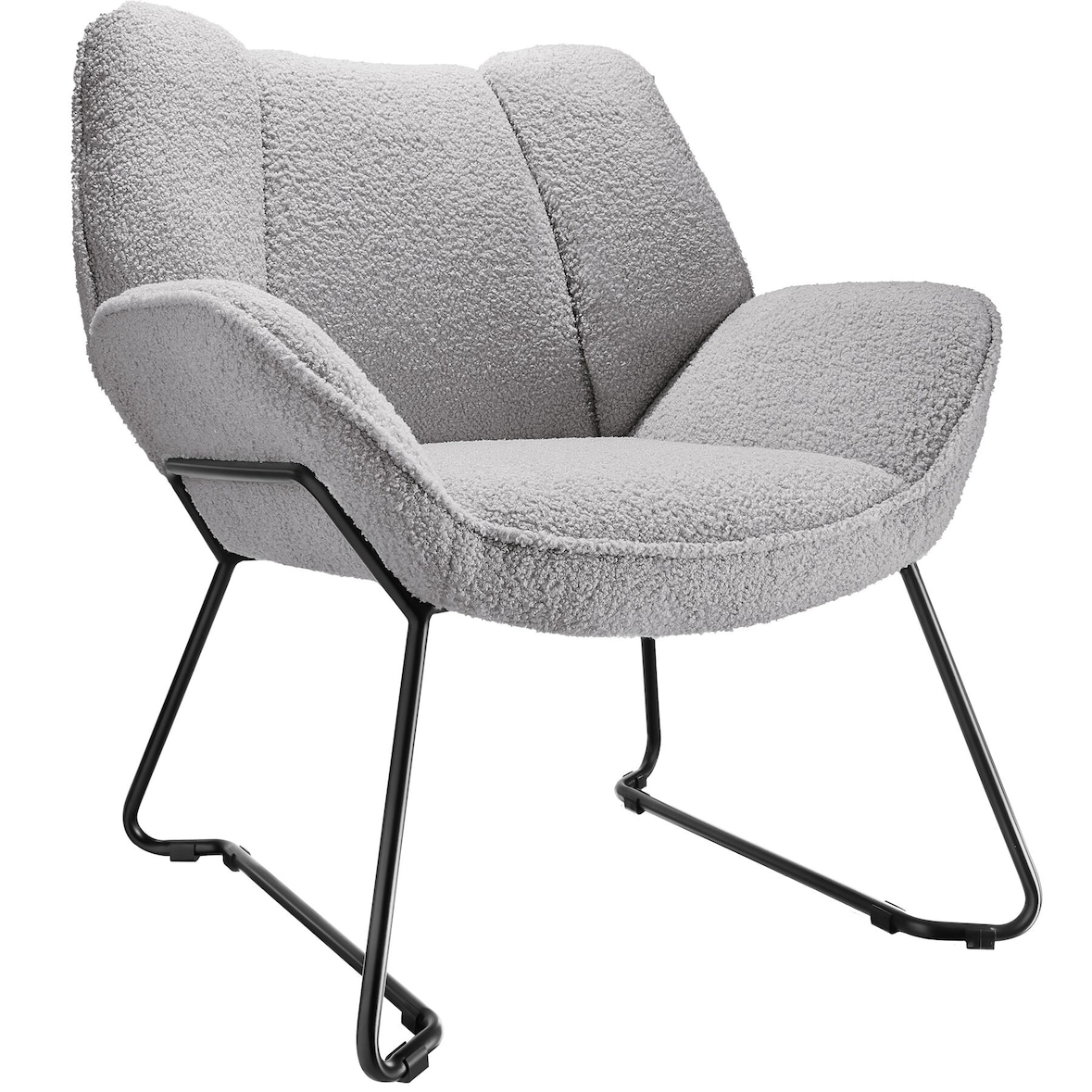 tectake Sillón de bouclé KJELD, acolchado, soporta hasta 120 kg  Gris Claro