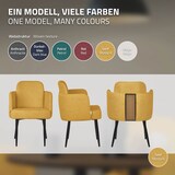thumbnail of ML-Design Esszimmerstuhl Senf, Stoff, Armlehnen & Rattan-Optik Rückenlehne, Metallbeine, ergonomischer Polsterstuhl Esszimmer Küche