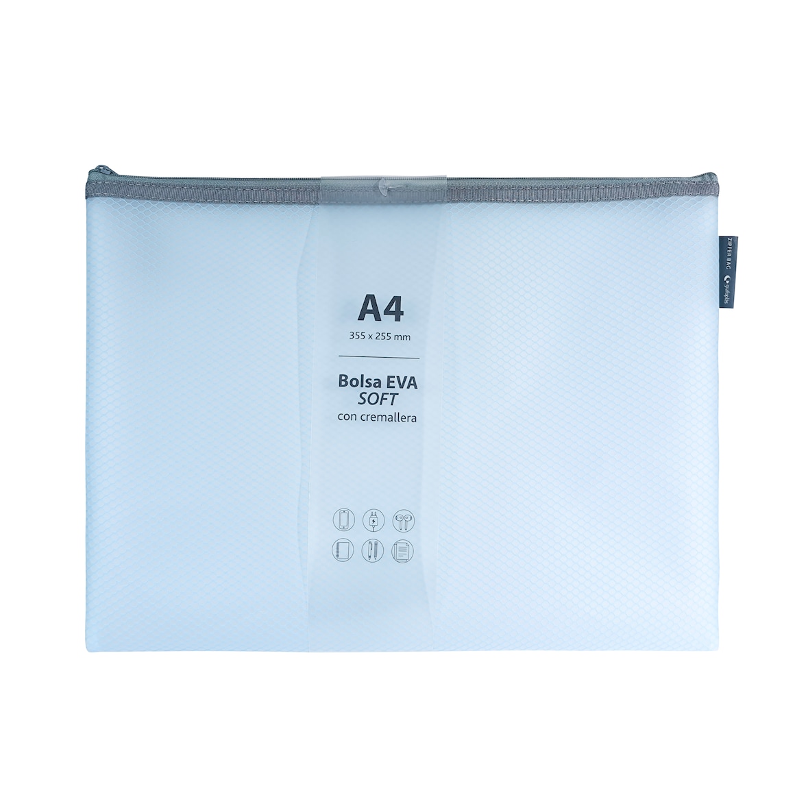 5 Sacos Multiusos Zipper Bag Soft A4 Azul soft