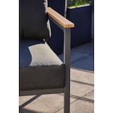 thumbnail of METRO Professional Set di divani da 4 pezzi, acciaio / alluminio, 1 tavolo, 2 poltrone, 1 divano a 2 posti, con cuscini, nero / marrone