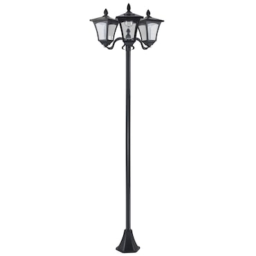 Outsunny farol solar de jardín con 3 luces LED impermeable IP44 sensor de noche farola de exterior para terraza 51,5x47x182,5 cm
