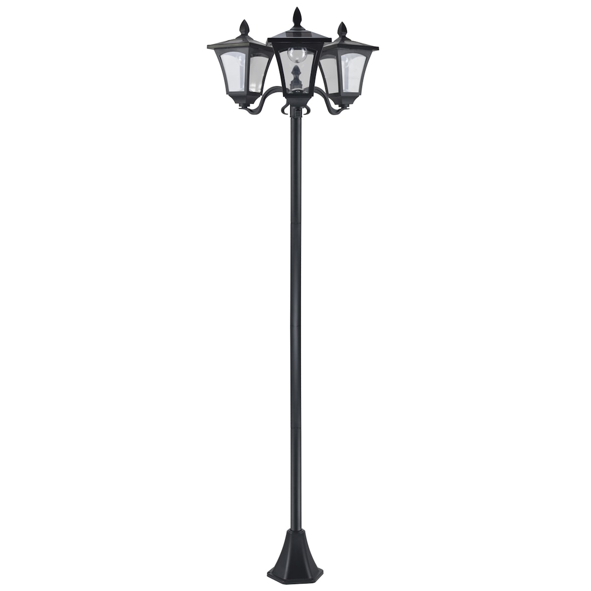 Outsunny farol solar de jardín con 3 luces LED impermeable IP44 sensor de noche farola de exterior para terraza 51,5x47x182,5 cm