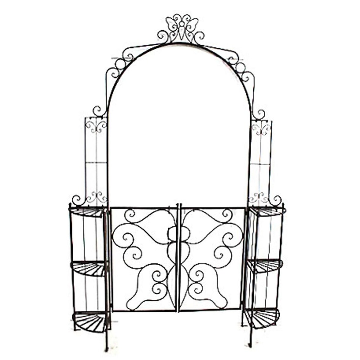 Rosenbogen Gartenpforte Gartentor Rankhilfe mit Pforte und Eckregalen