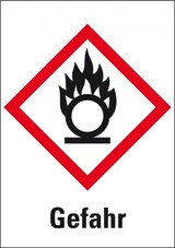 thumbnail of Dreifke® Aufkleber I Gefahrensymbol Flamme über Kreis GHS 03, Gefahr, Folie, selbstklebend, 18x26mm, 30/Bogen, GHS-Verordnung