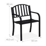 thumbnail of Relaxdays Gartenstuhl, Gartensessel mit Armlehnen, extra breit, modernes Design, Stahl, HBT: 82 x 60 x 48,5 cm, schwarz