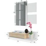 thumbnail of Mobiletto Per Ingresso Con Cassetto Specchio Sospeso Mobile Di Design Moderno Con Vano Porta Accessori Corridoio Soggiorno 75x116x29 Cm Rovere Bianco