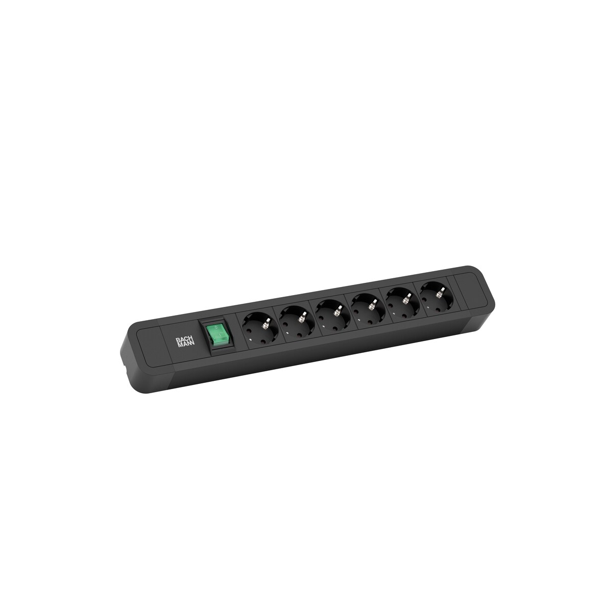 Bachmann Steckdosenleiste PRIMO 2 ALU, 6-fach, schwarz, 2,0m, mit Schalter