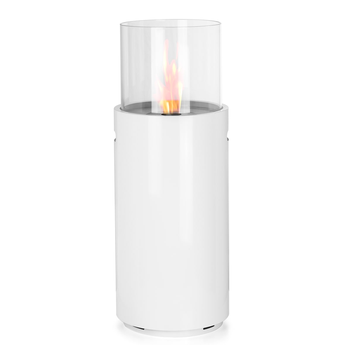 Bio Ethanol Kamin Stand Ø34cm x 86,5cm weiß 1L Ethanolkamin Glasfeuer Ofen Feuer