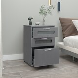 thumbnail of ML-Design Nachttisch 2er Set Grau, 3 Schubladen mit Glaseinsatz, 40x60x38 cm, Holz Nachtschrank Nachtkonsole Kommode