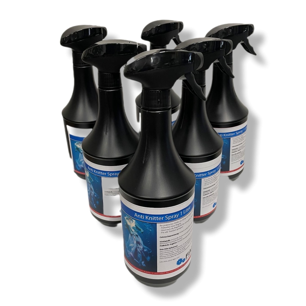 Anti Knitter Spray, Faltenlöser Spray 6 x 1 Liter für alle Textilarten