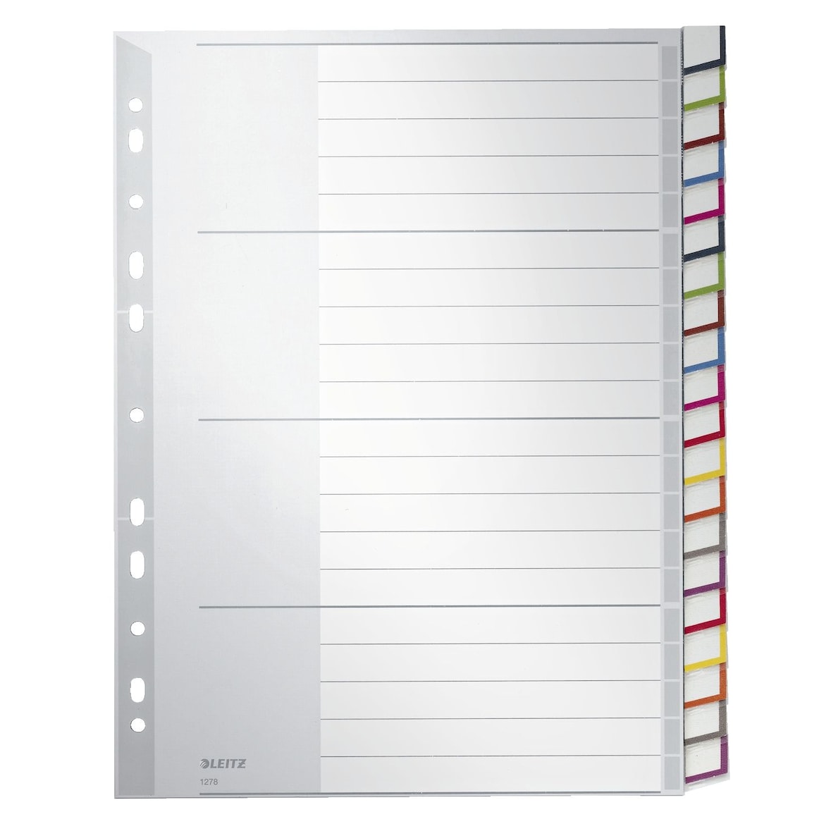 Leitz 1278-00-00 1278 Register - PP, blanko, A4, 20 Blatt, grau