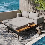 thumbnail of Merax Outdoor Patio Daybed, Double Lounge Bed, Doppelliege & Sonnenliege, wasserdichtes Sofabett mit Regalen, Grau