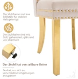 thumbnail of Esszimmerstuhl Samt Beige 95x51x66 cm mit Türklopfer Rücken, Nagelkopfbesatz, vergoldeten Edelstahlbeinen, verstellbaren Füßen, elegant