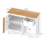 thumbnail of COSTWAY Keukenkast met 2 deuren en 3 lades, witte houten dressoir, buffetkast, vrijstaand met verstelbare planken