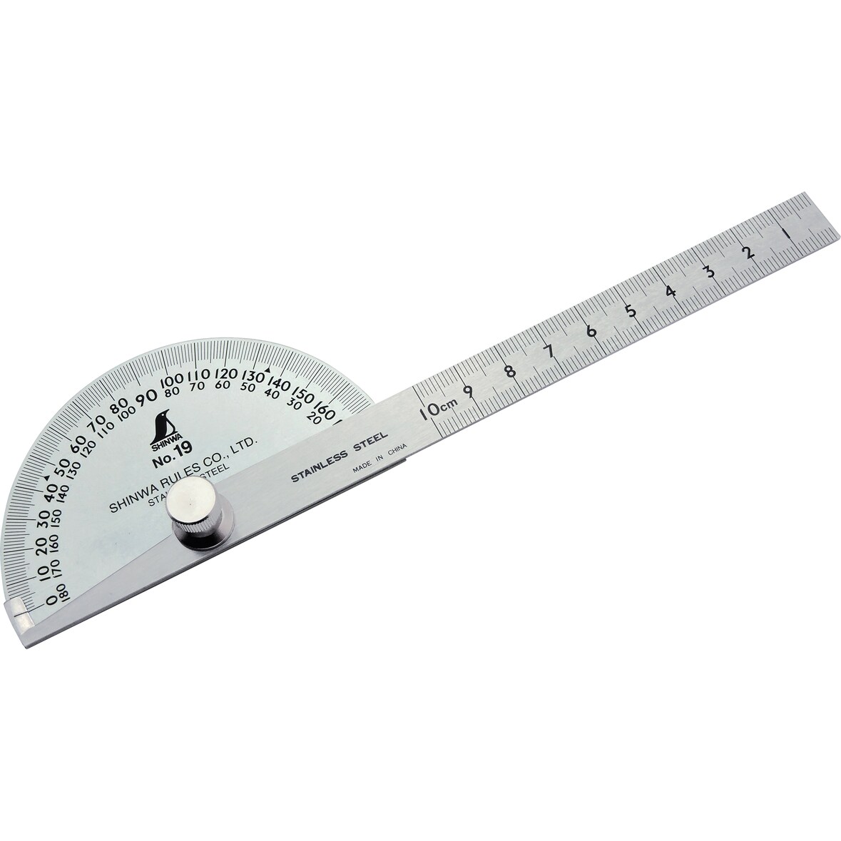 Shinwa 62480 Winkelmesser aus Edelstahl Gradmesser No.19 - by FAMEX - 90°, 10cm