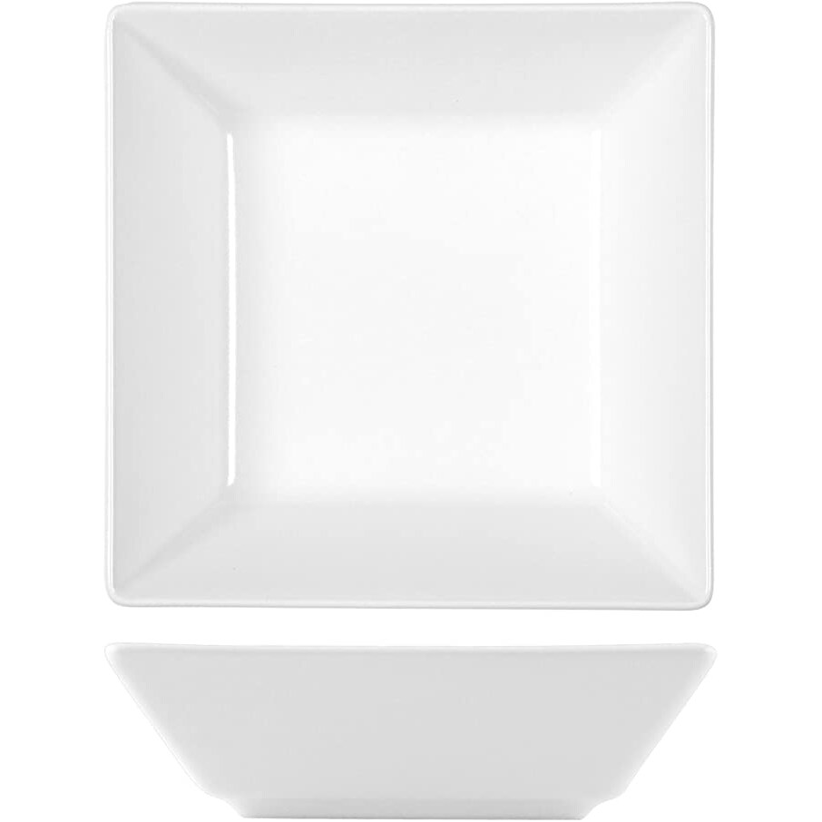 H&H Set 6 Piatti Fondi Boston Osaka Stoneware, Bianco, Cm 17x17