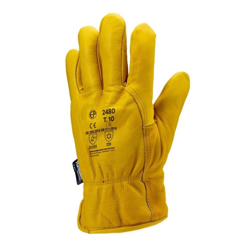 Coverguard - Gants anti froid jaune fleur de vachette EUROWINTER ALASKA (Pack de 12) http://carbonn.fr/img/co/16.jpg Taille 10