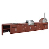 thumbnail of Set cucina da esterno Oviala a 6 pezzi con modulo cottura, acciaio, 96 x 524 x 66 cm, finitura mattone