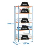 thumbnail of PROREGAL Schwerlastregal BIG MULI | HxBxT 200x110x30cm | 5 Fachböden | Fachlast 200kg | Blau | Lagerregal Kellerregal Werkstattregal Metallregal