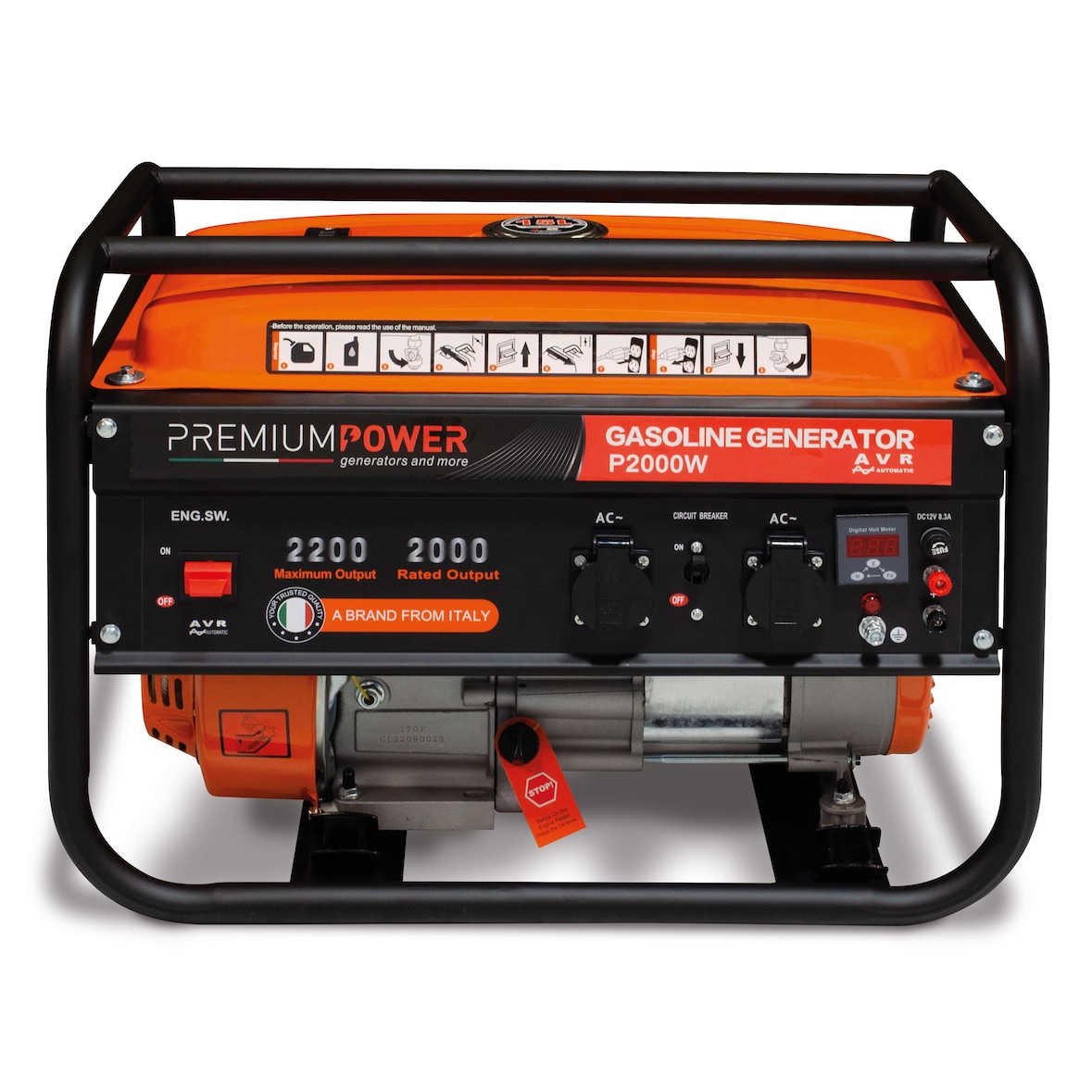 Generatore di corrente benzina Premium Power P2000W - monofase - 2 kW - AVR