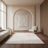 thumbnail of Teppich Kurzflor Boho Modern Waschbar Esszimmer Flur OEKO-TEX Creme 240x340 cm Fußbodenheizung geeignet – LAVAREDO von Kadima Design
