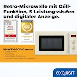 thumbnail of Exquisit Retro-Mikrowelle 700 Watt, 25,5 cm Drehteller, 1000 Watt Grill, 20L, 5 Leistungsstufen, Auftaufunktion, 2 Drehregler, RMW720-3GDIG creme